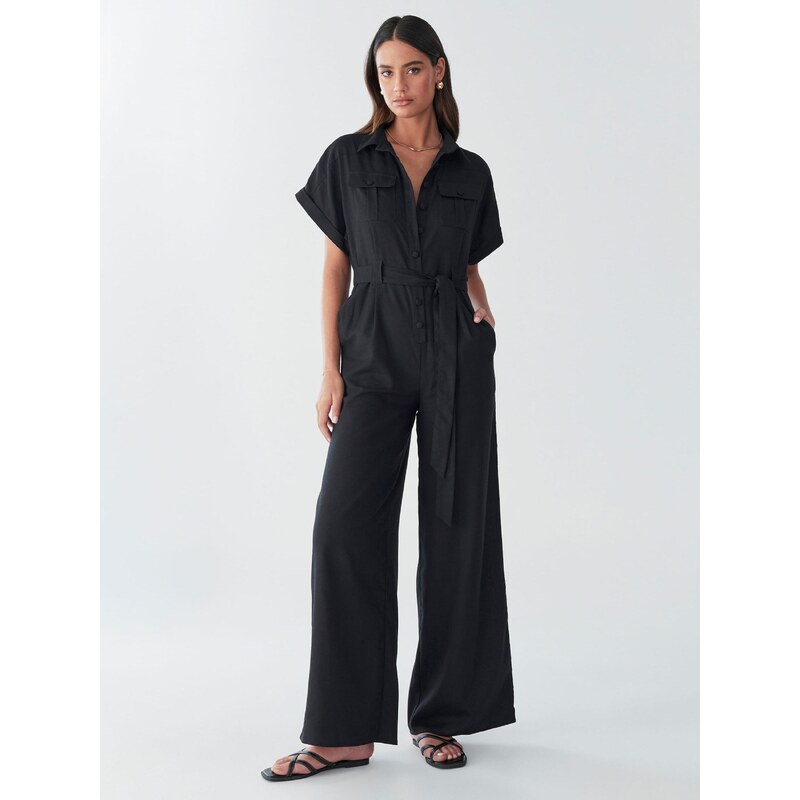 BWLDR Overal ARA LINEN JUMPSUIT černá