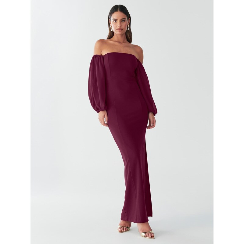 BWLDR Šaty KYRA MAXI DRESS burgundská červeň