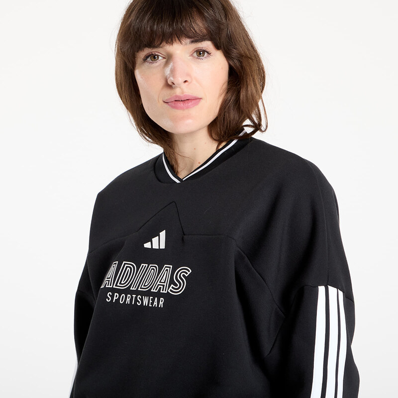 adidas Performance Mikina adidas W Tiro Cut 3 Stripes Fleece Sweatshirt Black/ White L