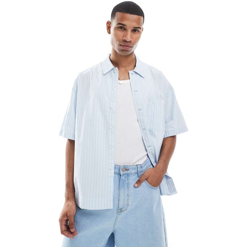 Jack & Jones boxy shirt in blue stripe