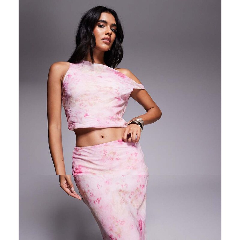 Princess Polly Devereaux chiffon asymmetric off shoulder top & midaxi 107300977