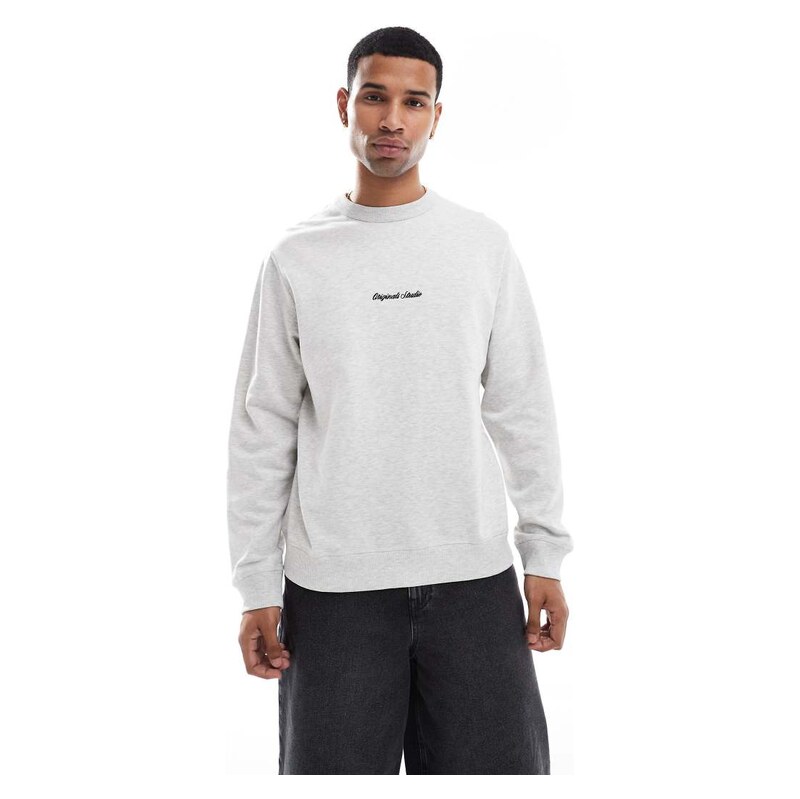 Jack & Jones oversize sweatshirt with embroidered logo in grey