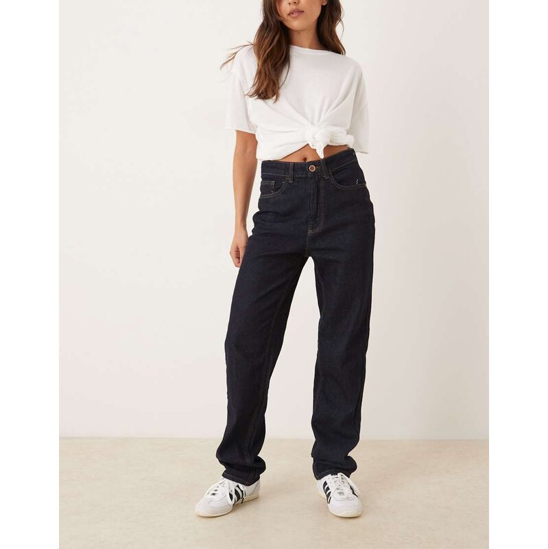 Vila Kelly high waist straight leg jeans in dark indigo blue