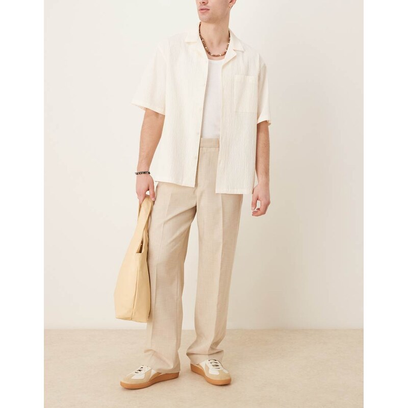 ASOS DESIGN smart wide leg trousers with crosshatch fabrication