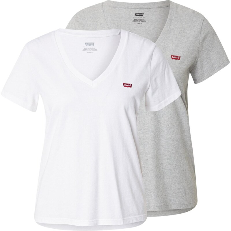 LEVIS  Tričko Perfect V-Neck Tee (2-Pack) šedá / bílá