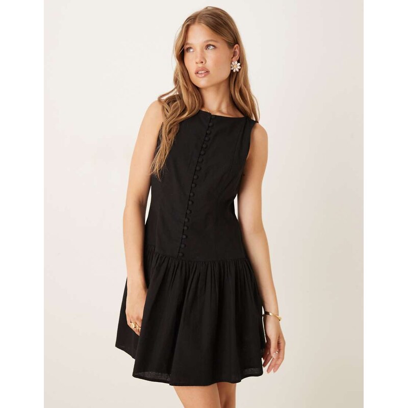 Nobodys Child Claudia tailored drop waist mini dress in black