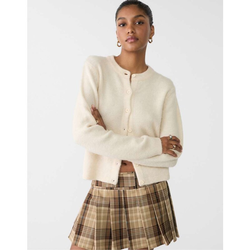 Stradivarius cardigan in ecru-White