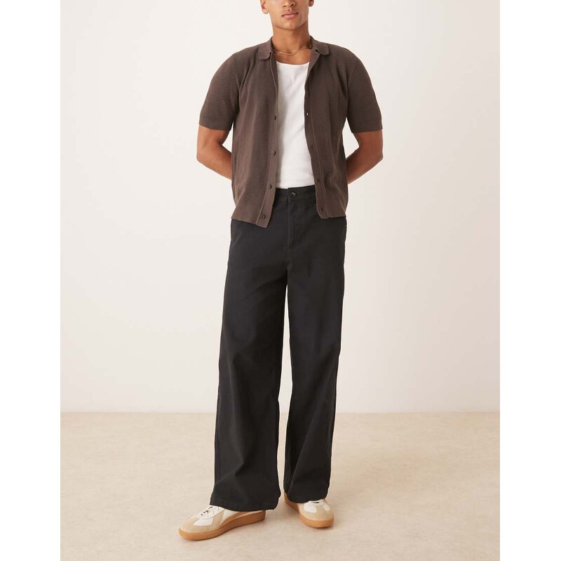 ASOS DESIGN loose chinos in black