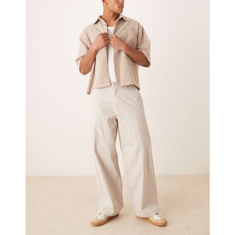 ASOS DESIGN loose chinos in stone-Neutral