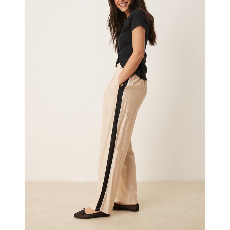 ASOS DESIGN tailored contrast panel trousers in stone-Neutral