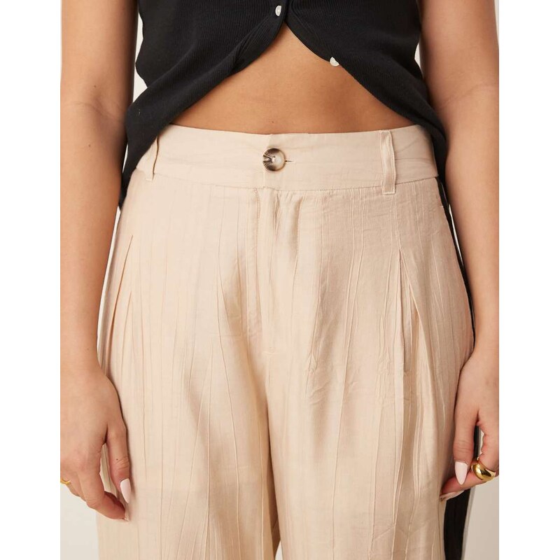 ASOS DESIGN tailored contrast panel trousers in stone-Neutral