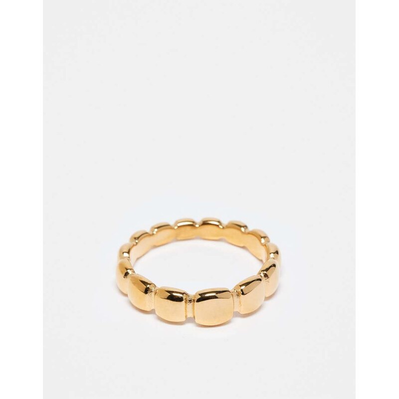 ASOS DESIGN waterproof stainless puff band ring in gold