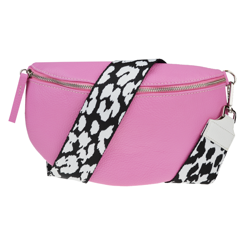 Růžová kožená italská crossbody kabelka Reni Grande Flamingo s