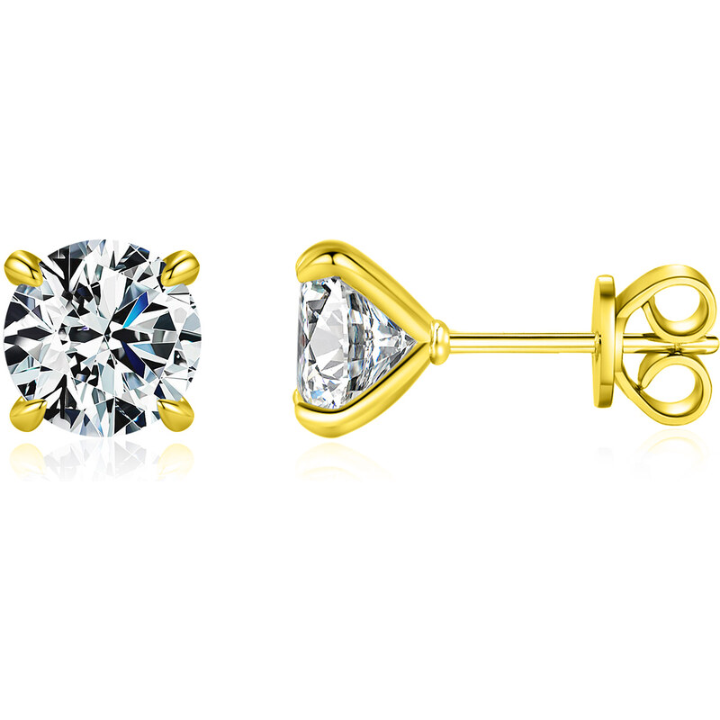 Olivie Stříbrné náušnice MOISSANITE GOLD 9732