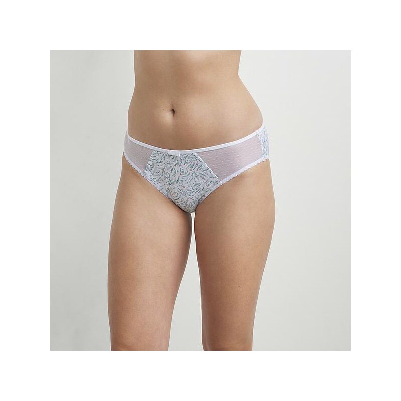 Modro-bílé dámské vzorované kalhotky Dim GENEROUS COTTON BIO