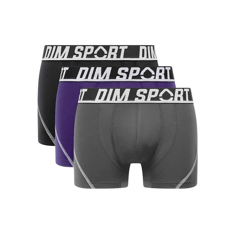 Sada tří sportovních boxerek v šedé, modré a černé barvě DIM