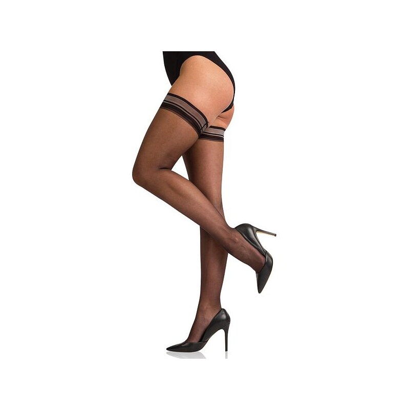 Černé dámské samodržící punčochy BELLINDA Hold Up Sexy 15 DEN