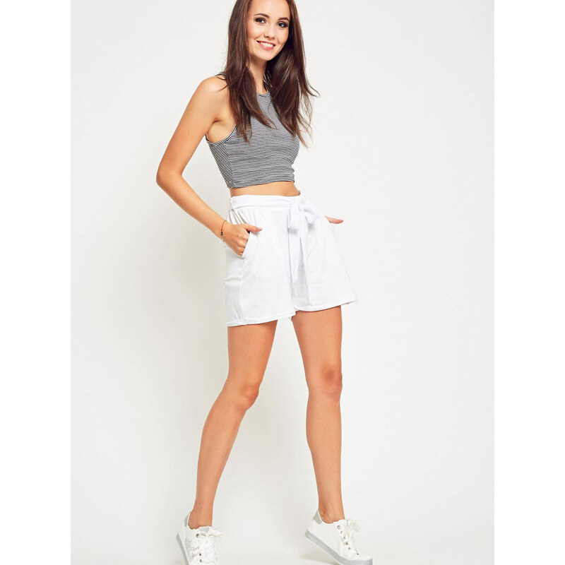 Yups White shorts tied at the waist