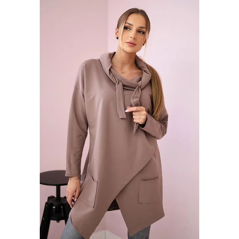 Kesi Tunika s psaníčkem vpředu Oversize mocca 102421579