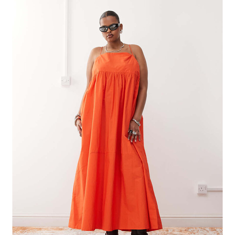 COLLUSION Plus maxi sun dress in tomato-Red 107334387