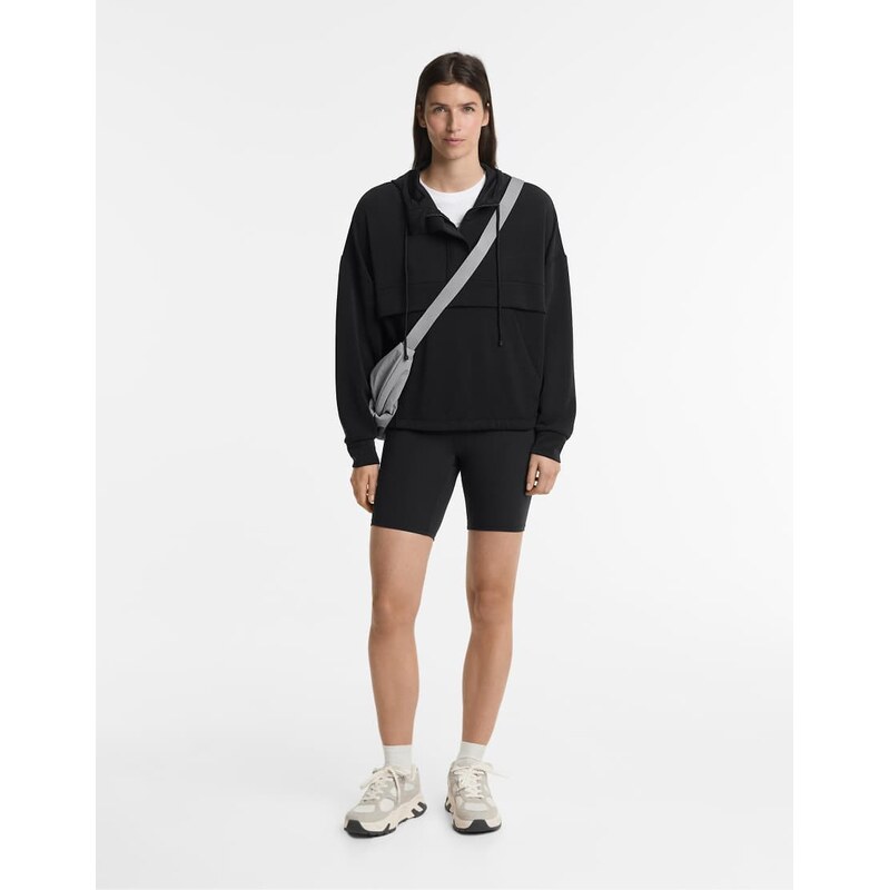 OYSHO soft touchsweatshirt with modal and zip in black 107334097