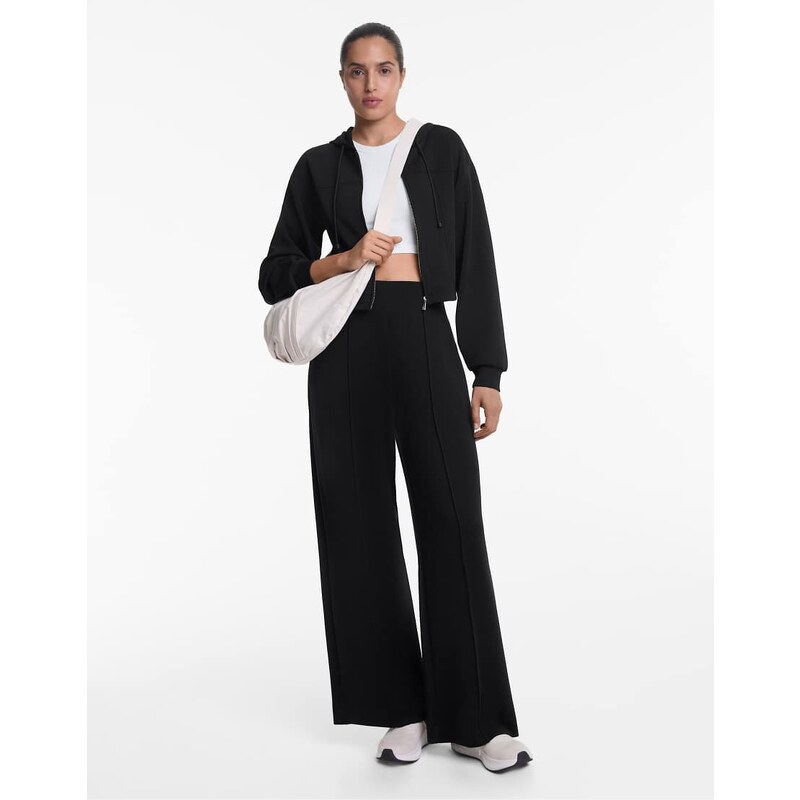 OYSHO Straight-leg trousers with modal and crease in black 107334162
