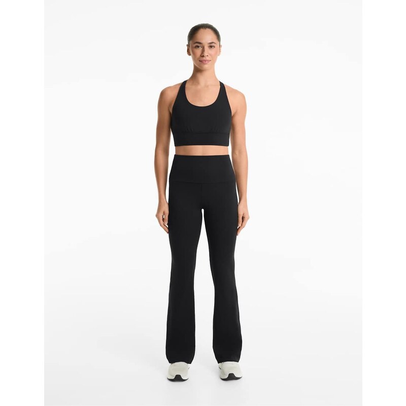OYSHO Super high rise comfortlux 80cm flare trousers in black 107334218