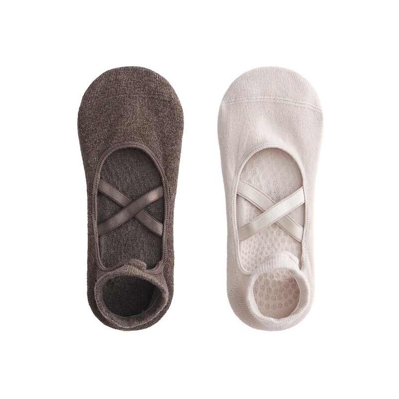 OYSHO 2 pairs of cotton blend yoga and pilates socks with crossover 107334295