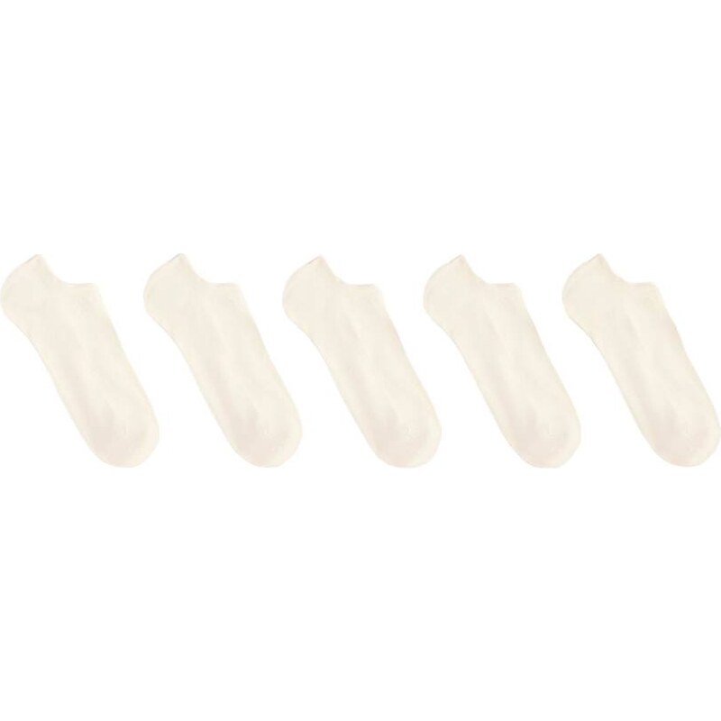 OYSHO 5 pairs of cotton blend sneaker socks in pale ecru-Neutral 107334314