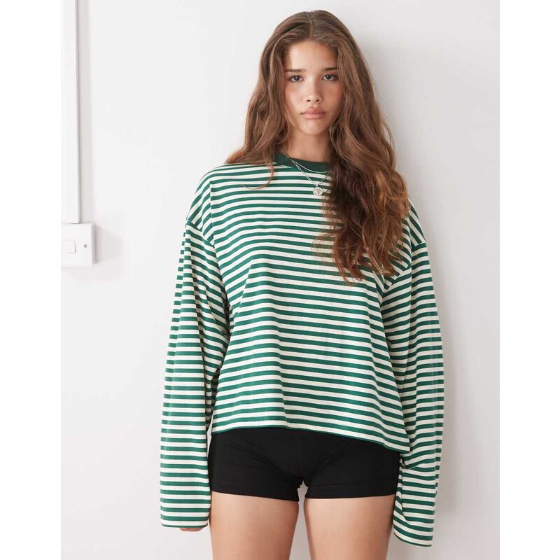 Lioness Bloom cotton blend long sleeve crew neck boxy t-shirt in