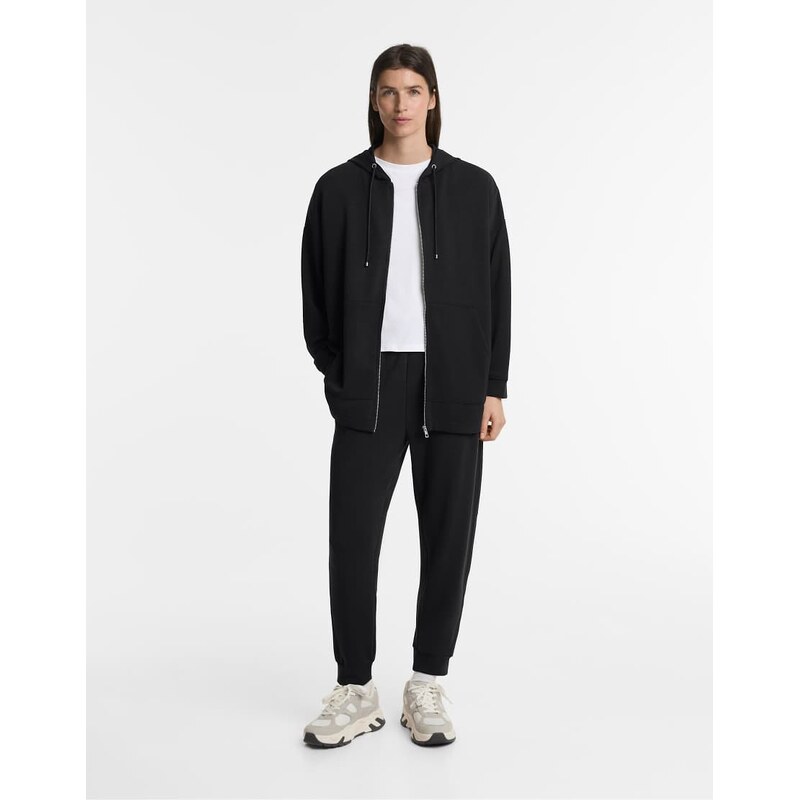 OYSHO long soft touch jacket with modal in black 107334370