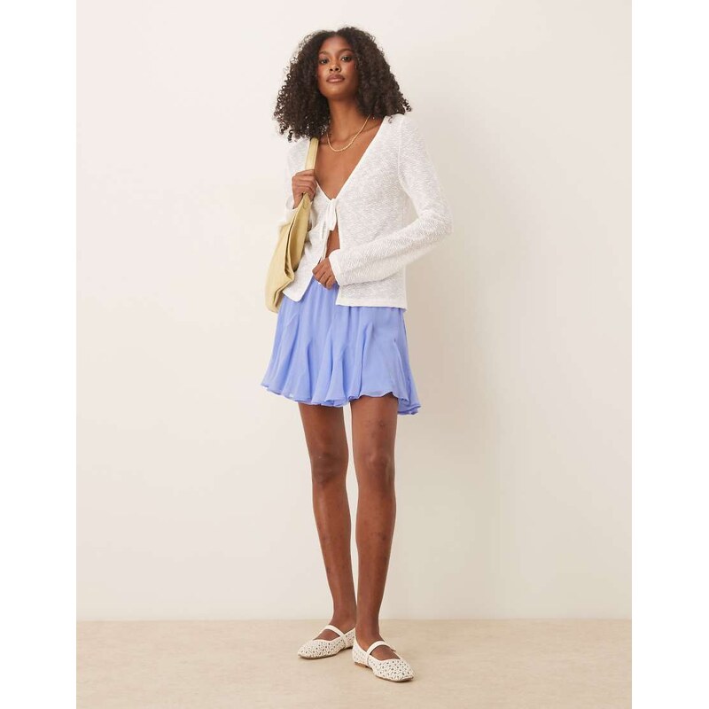 ASOS DESIGN chiffon godet mini skirt in baby blue