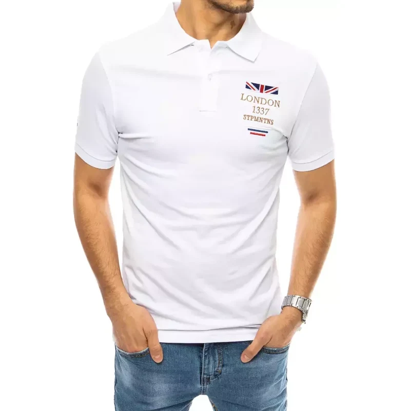 Polo tričko s výšivkou bílé Dstreet