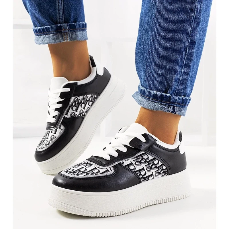 D/CEO Black platform sneakers by Worden