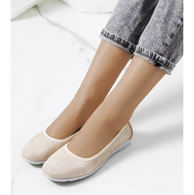 Gemre Beige leather ballet flats Elmas 106989967