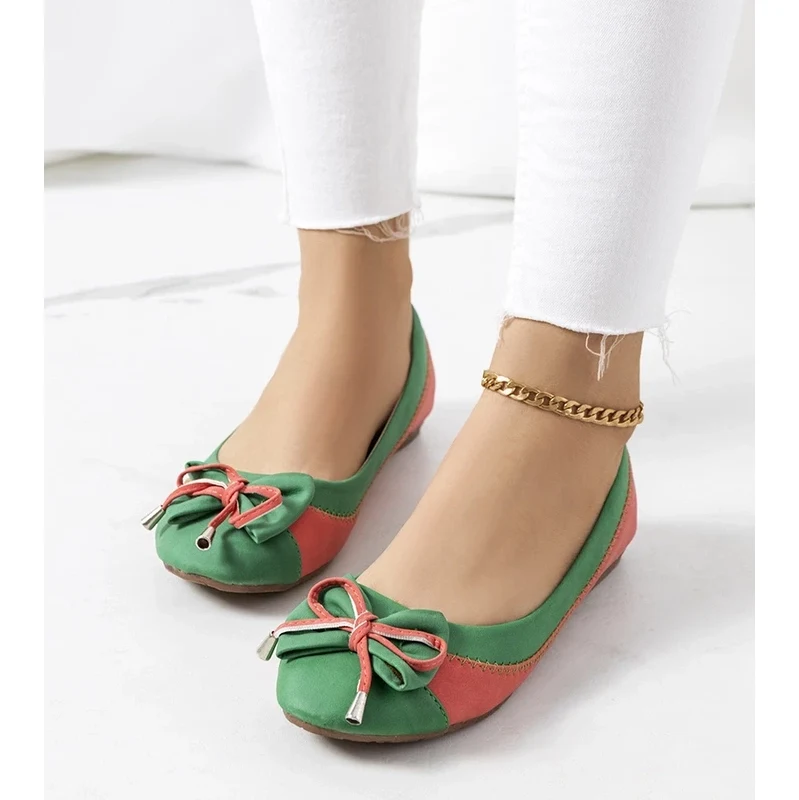 Gemre Green ballet flats with a bow Eske 106990018