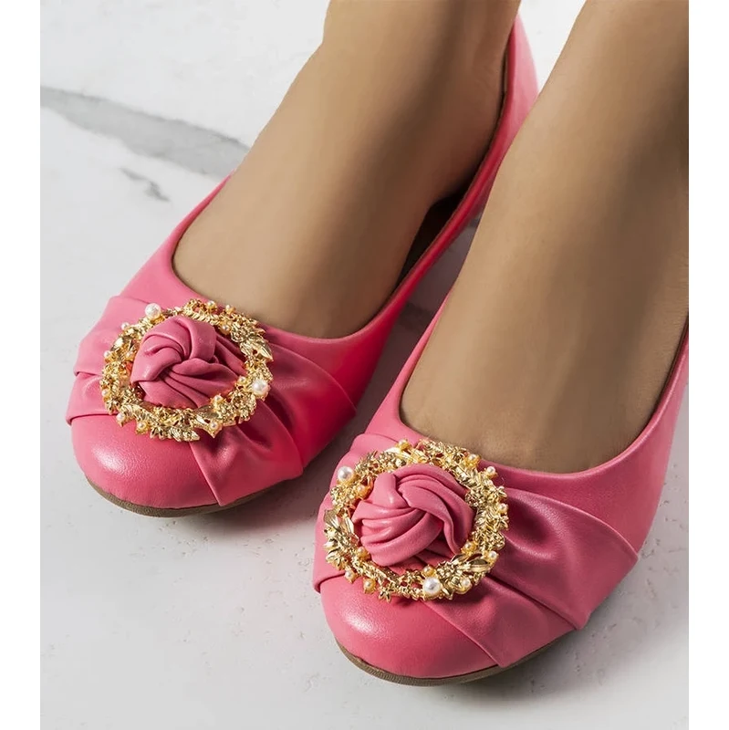 Gemre Pink ballet flats with gold ornament Antoinette 106990076