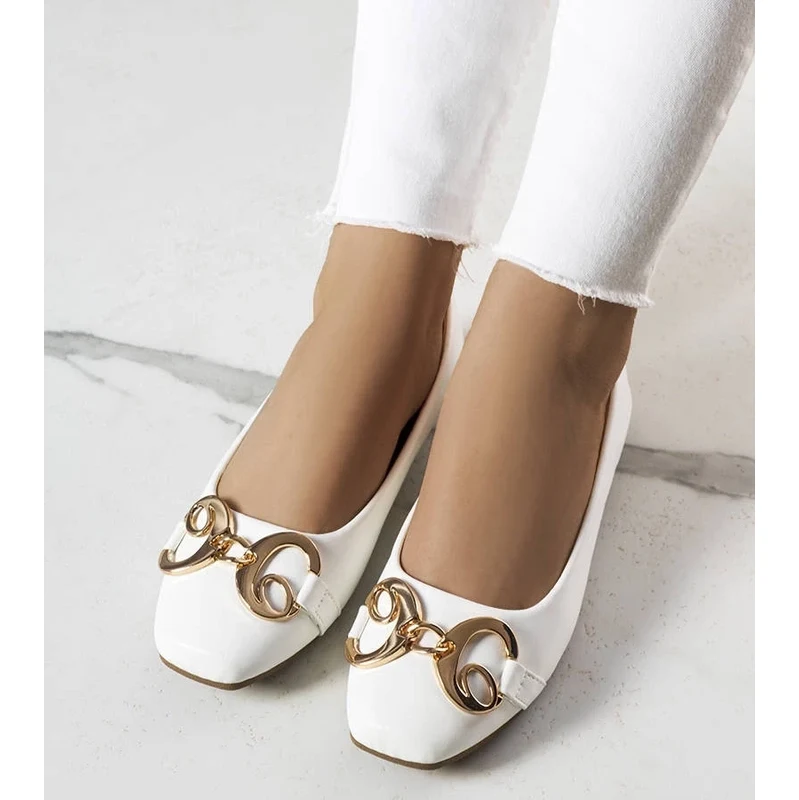 Gemre White square-toe ballet flats Shawna 106990070