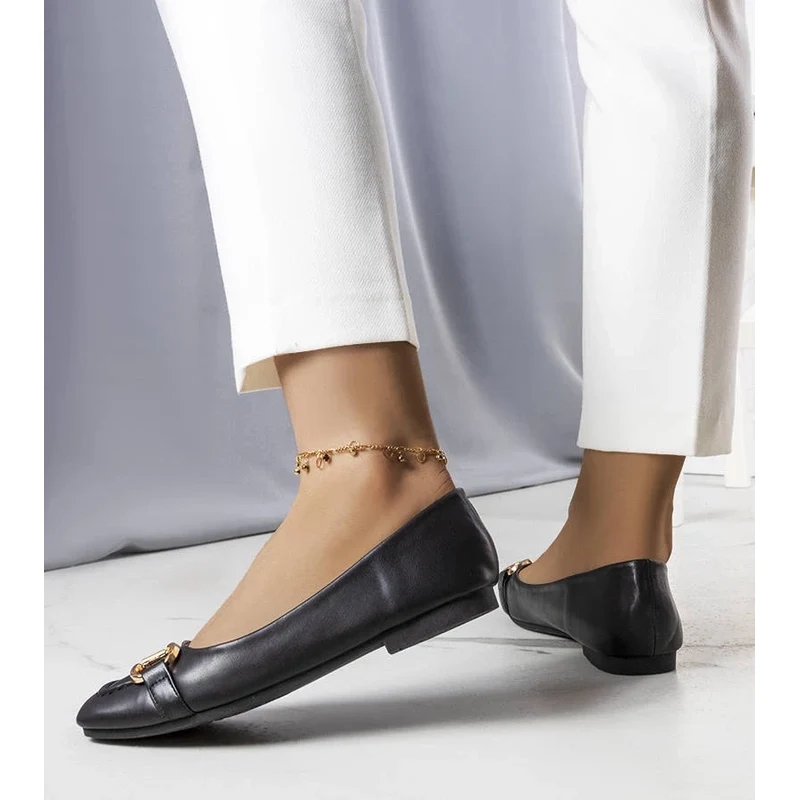 Gemre Black ballet flats with gold embellishment Iris 106990119