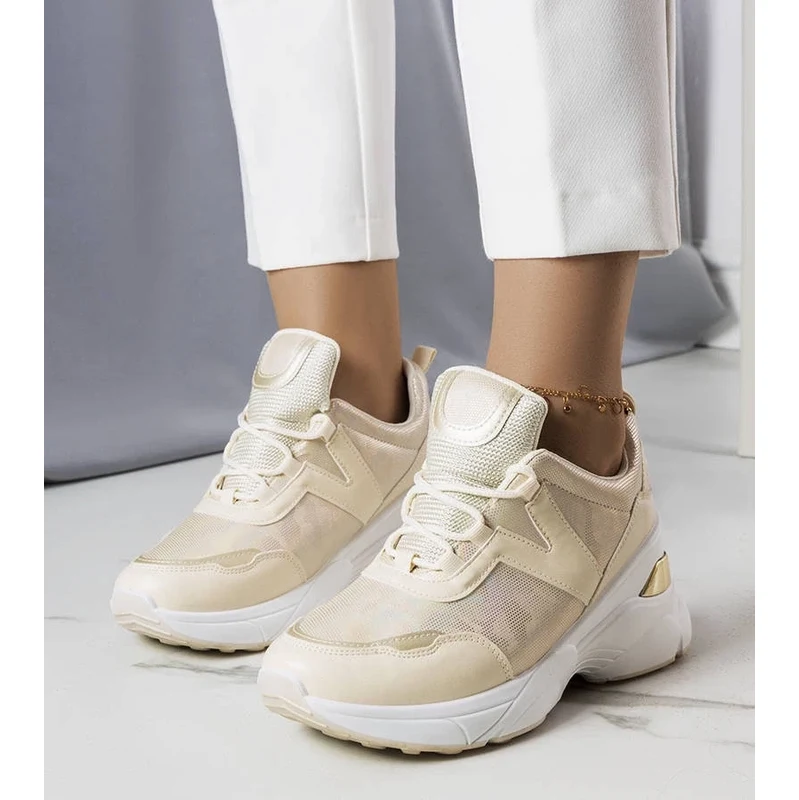Gemre Beige sneakers with metallic inserts Ruais