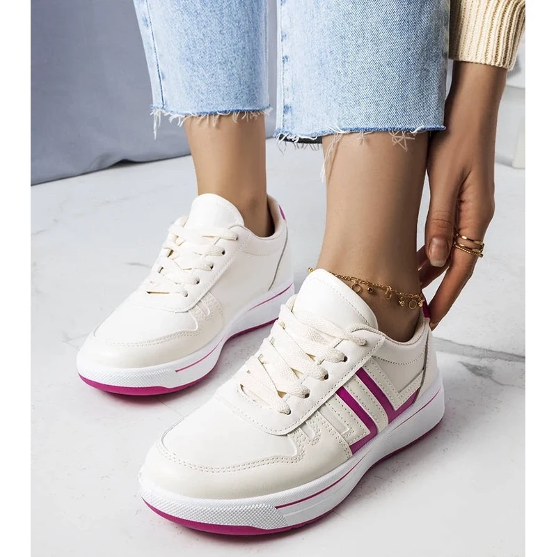 Gemre Cream sneakers with pink inserts Olympia