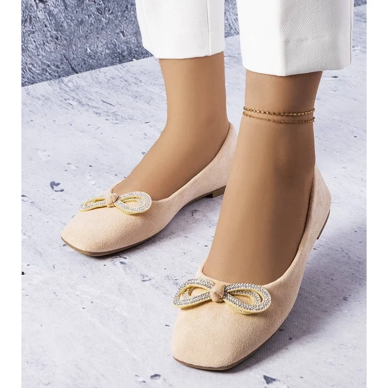 Gemre Beige ballerinas with a bow Gaillou 106990149