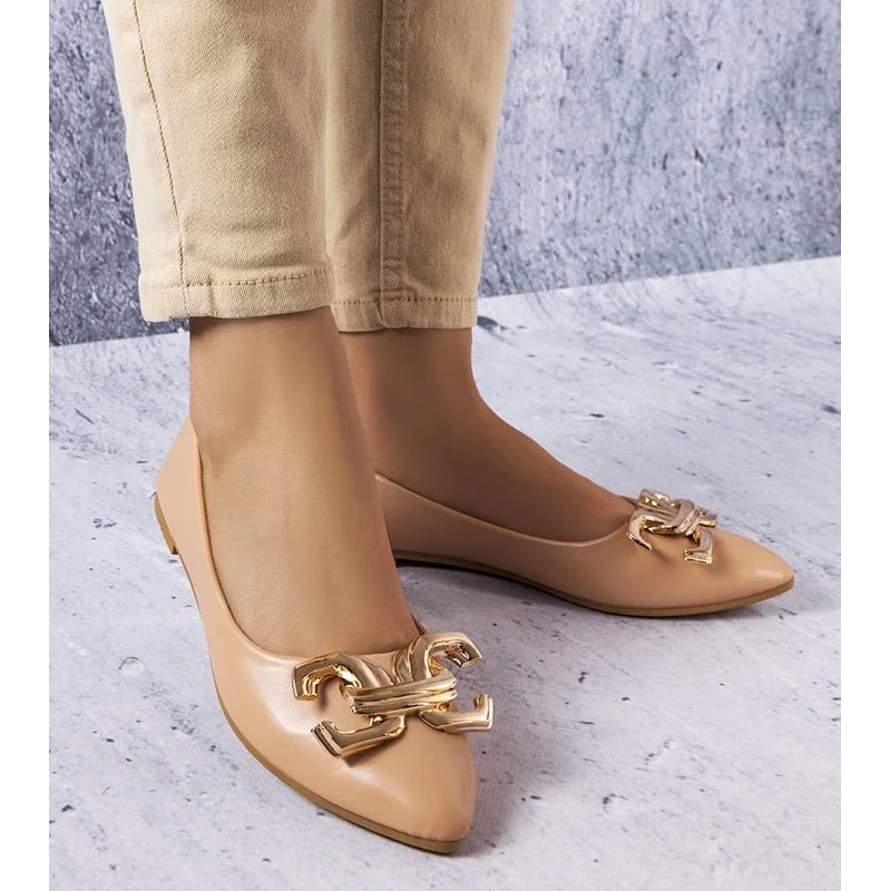 Gemre Dark beige ballet flats with embellishment Vallée 107359753