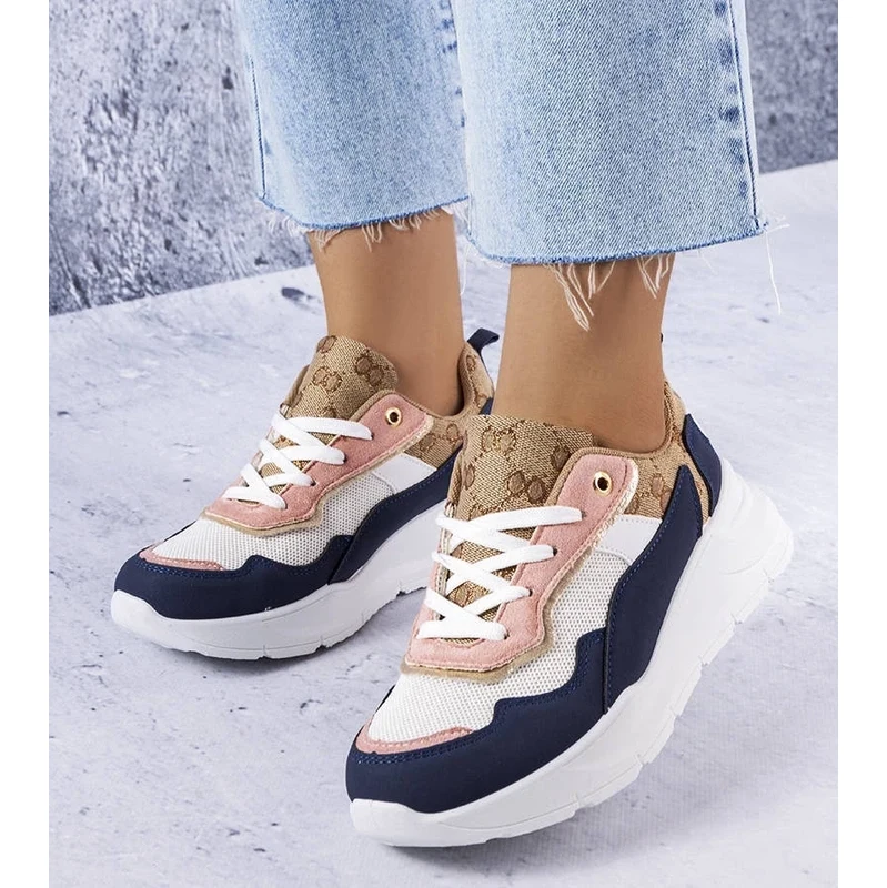 Gemre Navy sneakers with golden inserts Lebrun