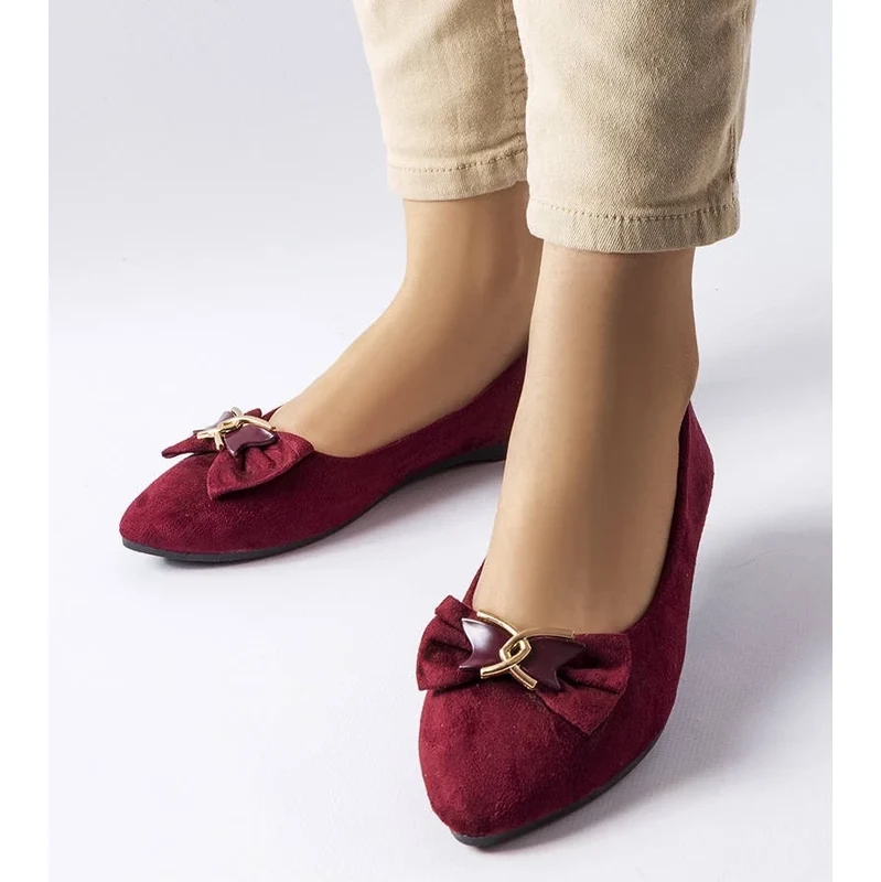 Gemre Burgundy Pointed Toe Ballet Flats Jetté 106990190
