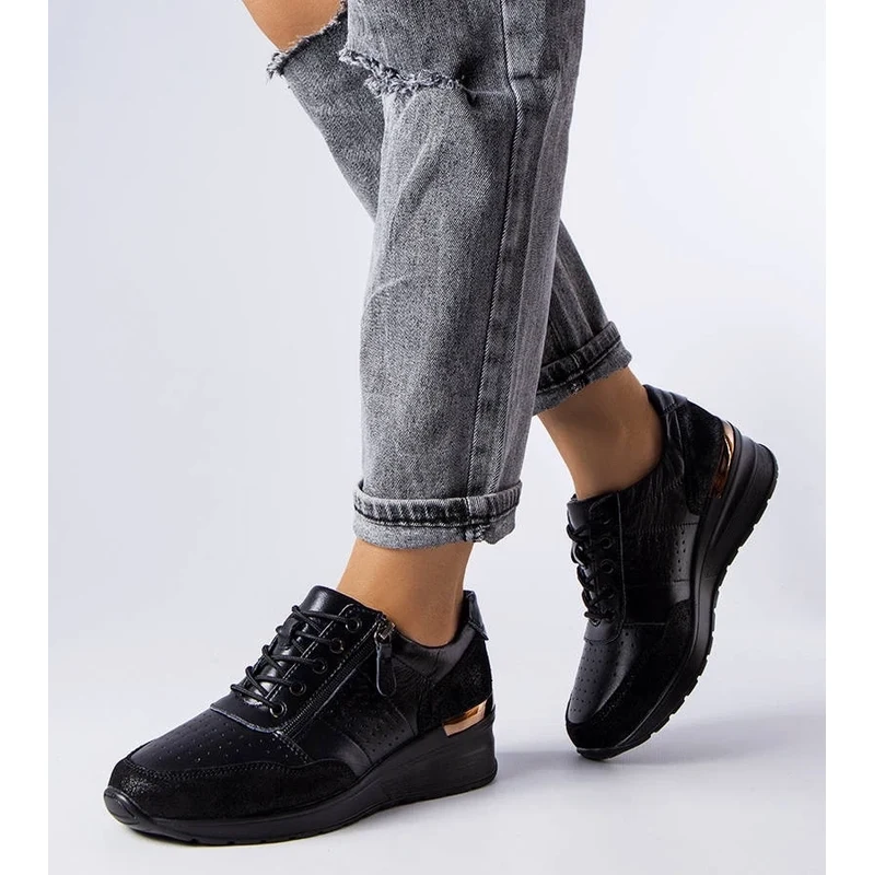 Gemre Black lace-up leather Jazzar shoes
