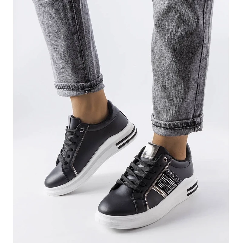 Gemre Black sneakers decorated with rhinestones Xarles