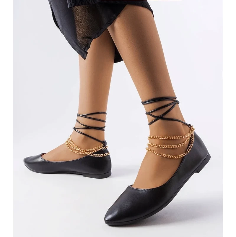Gemre Black ballet flats with decorative fastening Donat 106990326