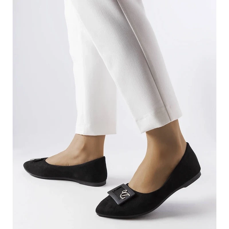 Gemre Black ballet flats embellished with rhinestones Fleming 106990330
