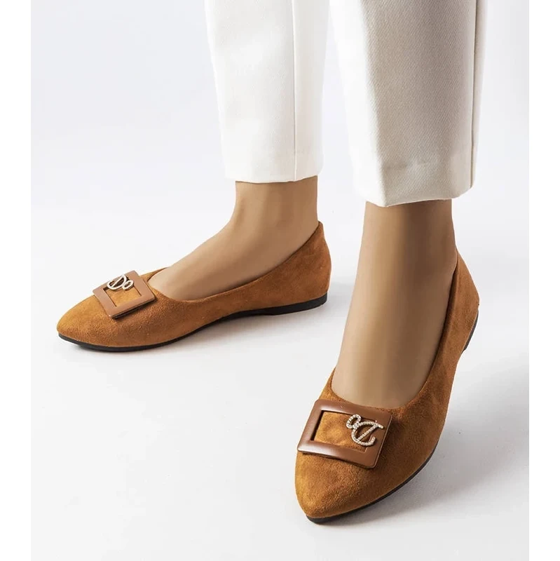 Gemre Brown ballerinas embellished with rhinestones Fleming 106990344